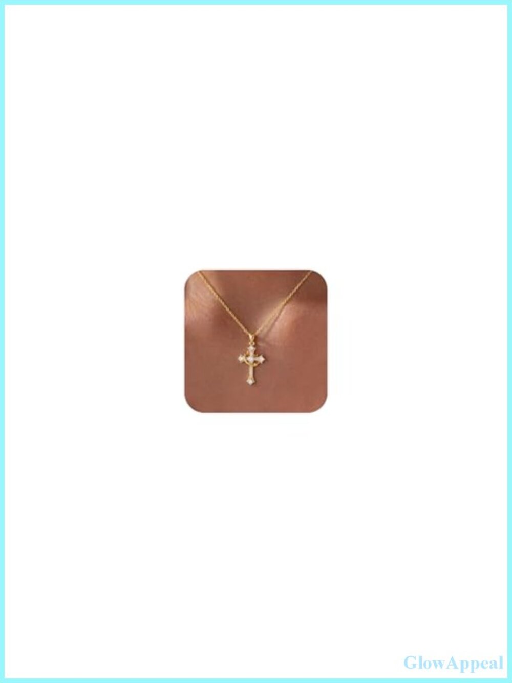 18K Gold Plated Cross Necklace for Women, Pendant